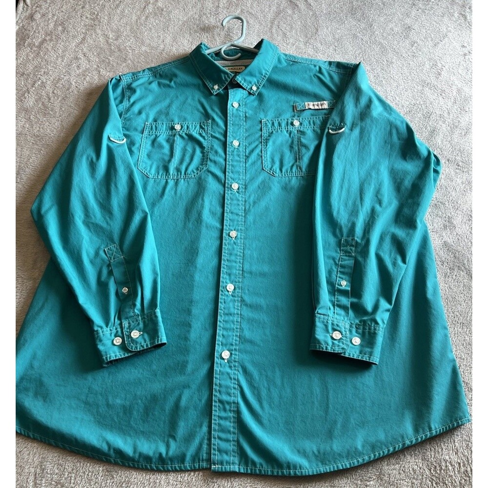 Magellan Outdoors Fish Gear Button-Up Shirt – Teal – Size L